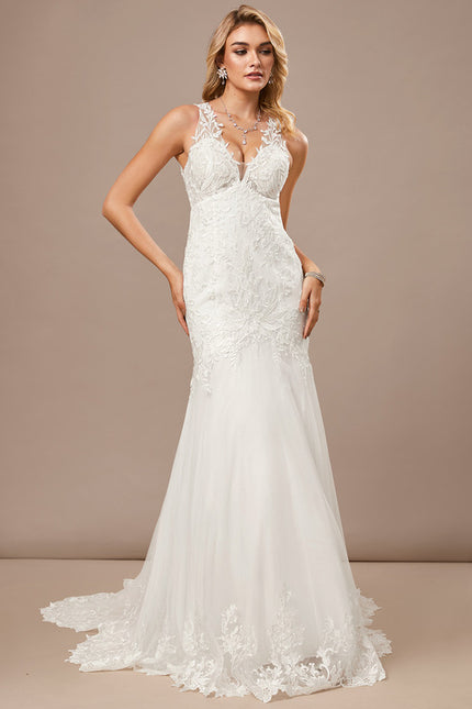 Robe Dentelle Sirène Tulle Élégante - gallery 2