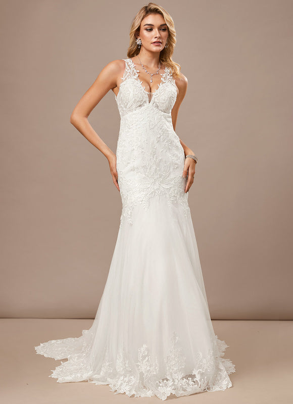 Robe Dentelle Sirène Tulle Élégante - gallery 2