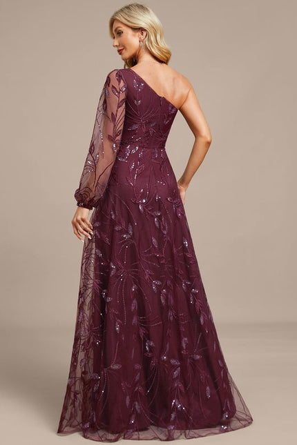 Robe Dentelle Bordeaux Pailletée - gallery 8
