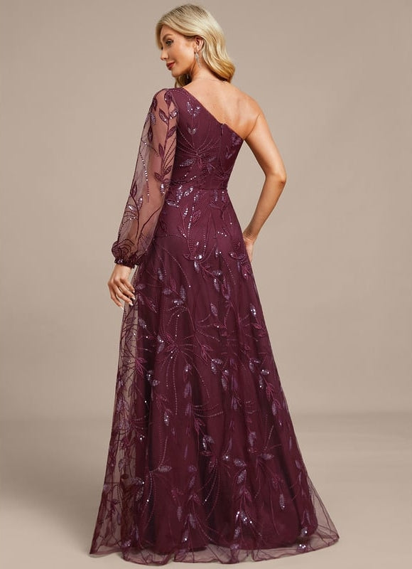 Robe Dentelle Bordeaux Pailletée - gallery 8