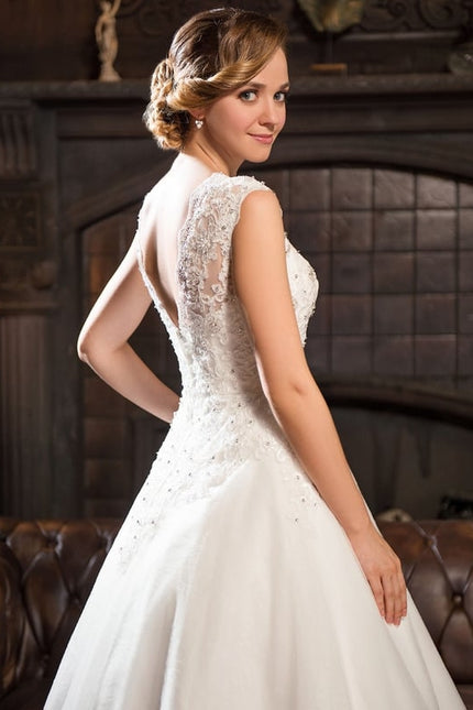 Robe Dentelle Princesse Tulle Étoilé - gallery 1