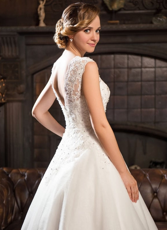 Robe Dentelle Princesse Tulle Étoilé - gallery 1