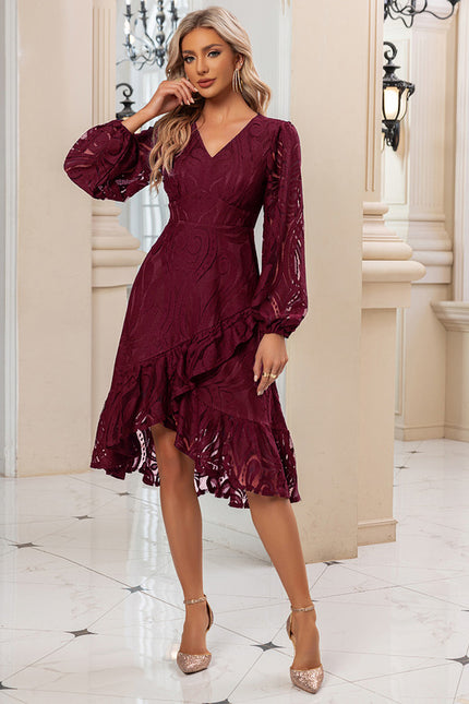 Robe Dentelle Marine Volants Chic - gallery 8