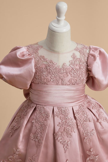 Robe Dentelle Satin Rose Élégante - gallery 8