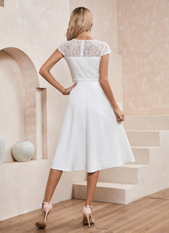 Robe Dentelle Élégante Blanche - gallery 2