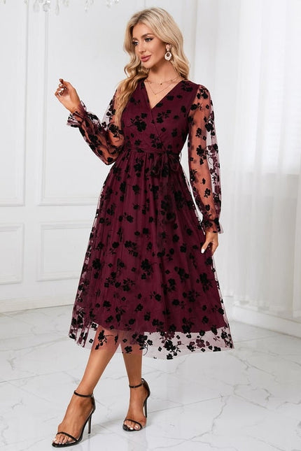 Robe Dentelle Tulle Floral Élégante - gallery 5