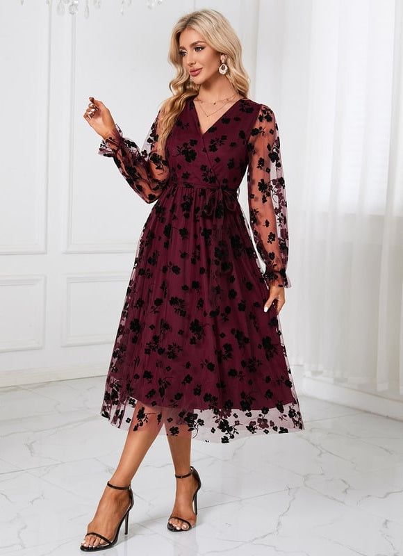 Robe Dentelle Tulle Floral Élégante - gallery 5