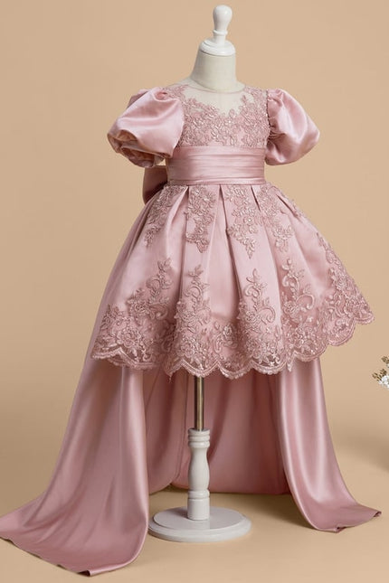 Robe Dentelle Satin Rose Élégante - gallery 6