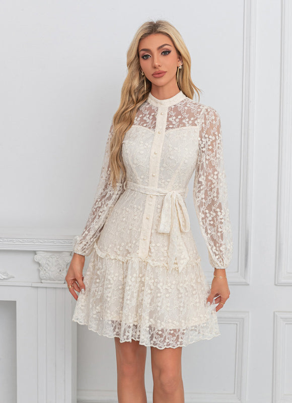 Robe En Dentelle Ecru - gallery 4