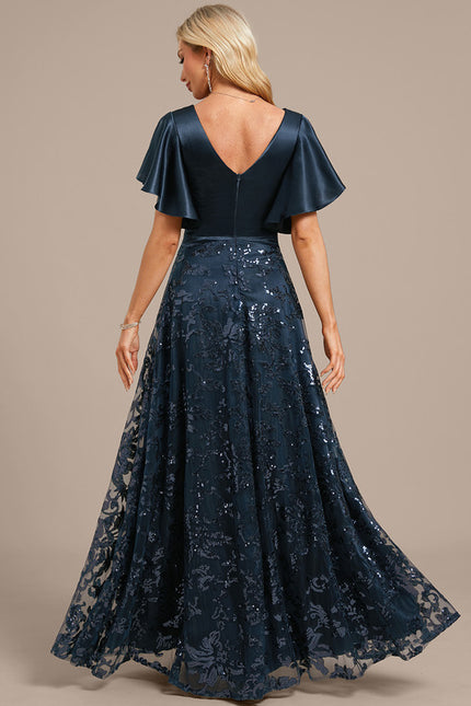 Robe Dentelle Soirée Fluide Satinée - gallery 6