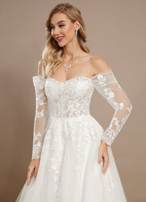Robe Dentelle Nuptiale Tulle Brodé - gallery 3