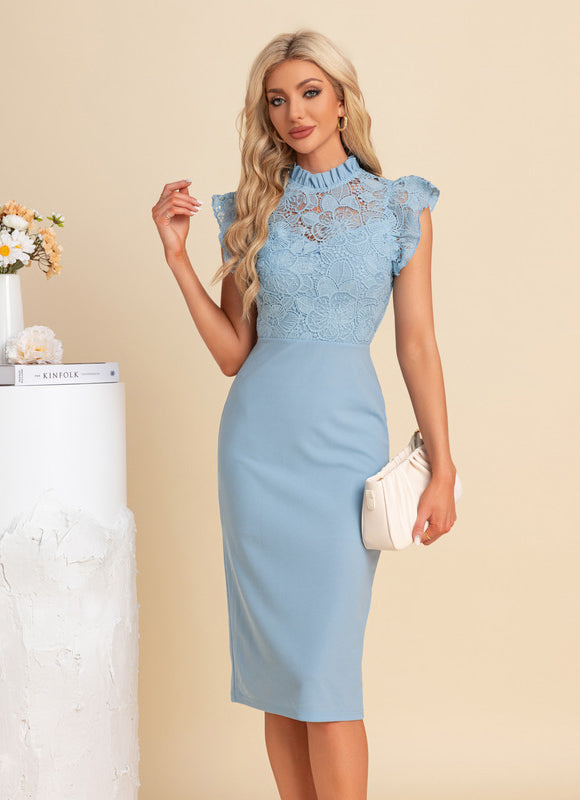 Robe Dentelle Midi Bleu Ciel - gallery 2