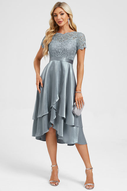 Robe Dentelle Satin Bleu Ciel - gallery 2