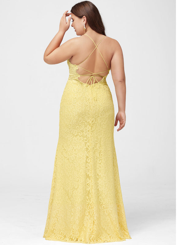Robe Dentelle Dentelle Jaune - gallery 9