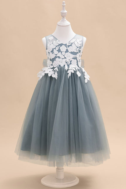Robe Dentelle Tulle Grise Délicate - gallery 2