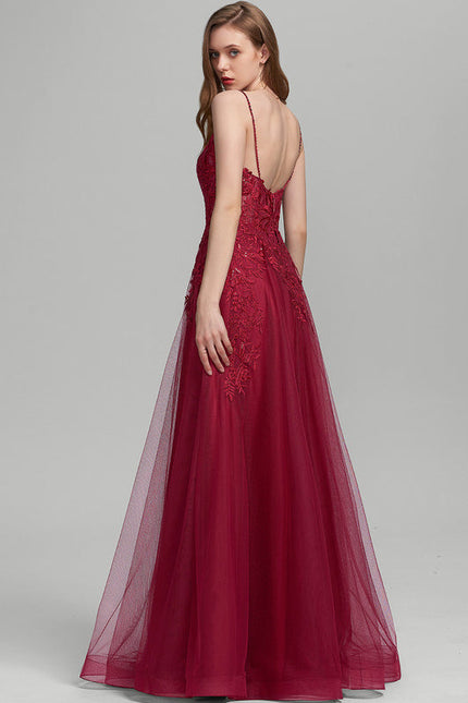 Robe Longue Rouge En Dentelle - gallery 3