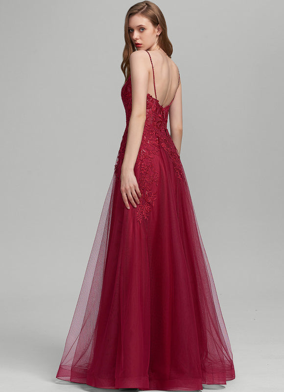 Robe Longue Rouge En Dentelle - gallery 3