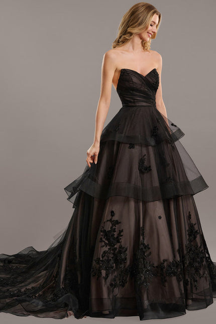 Robe Dentelle Tulle Noire Élégante - gallery 2