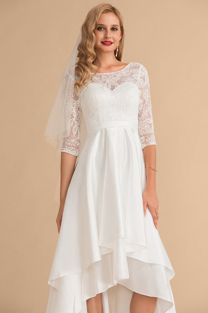 Robe Dentelle Asymétrique Satinée - gallery 3