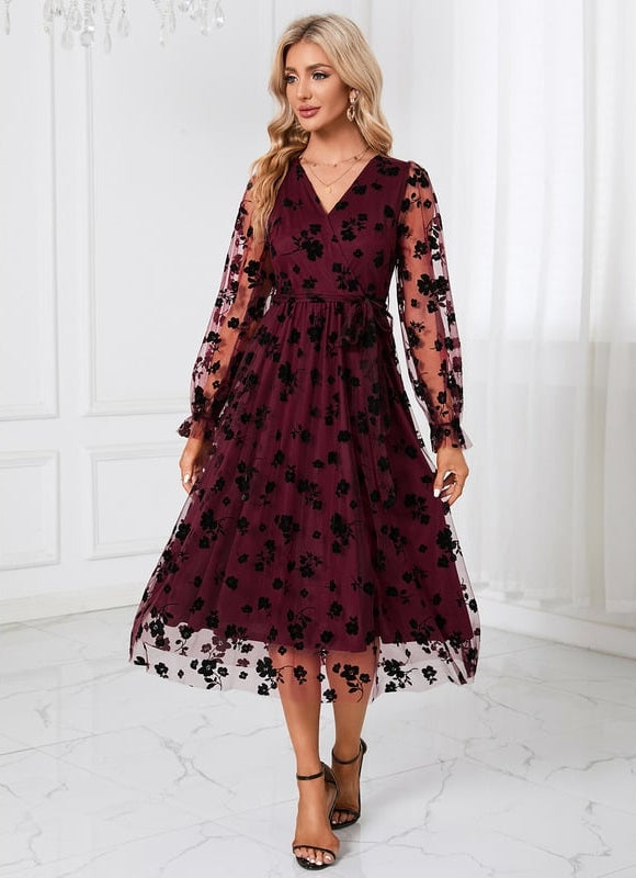 Robe Dentelle Tulle Floral Élégante - gallery 6