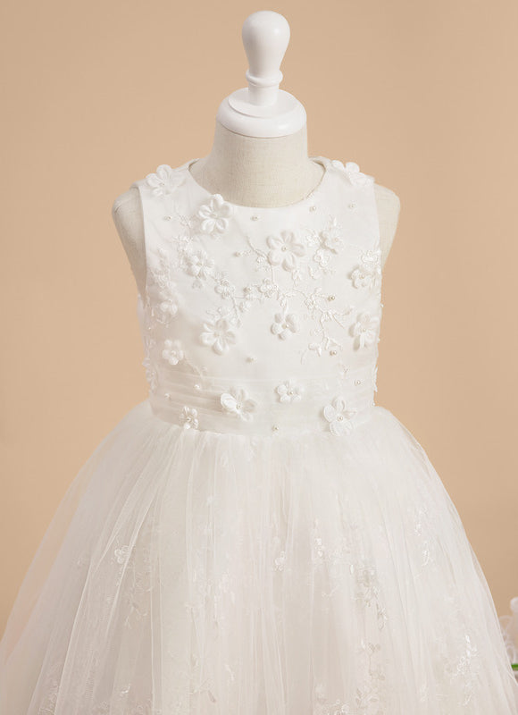 Robe Dentelle Fille Tulle Floral - gallery 6