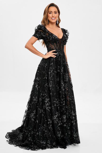 Robe Dentelle Noire Florale Élégante - gallery 2