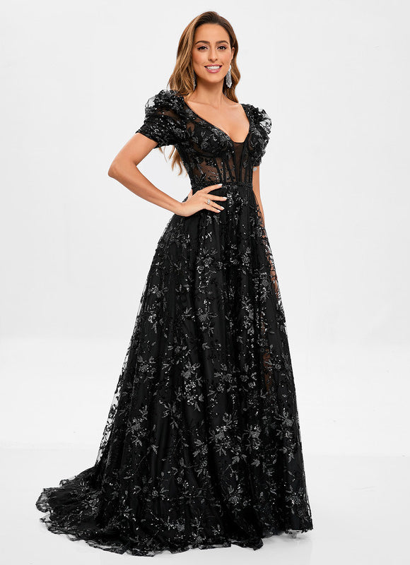 Robe Dentelle Noire Florale Élégante - gallery 2