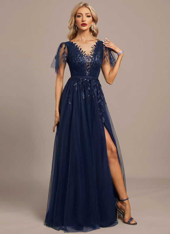 Robe Longue Dentelle Bordeaux - gallery 4