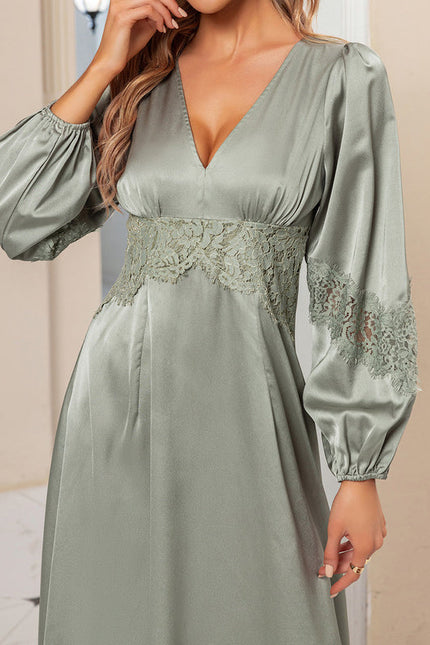 Robe Vert Sauge Dentelle - gallery 4