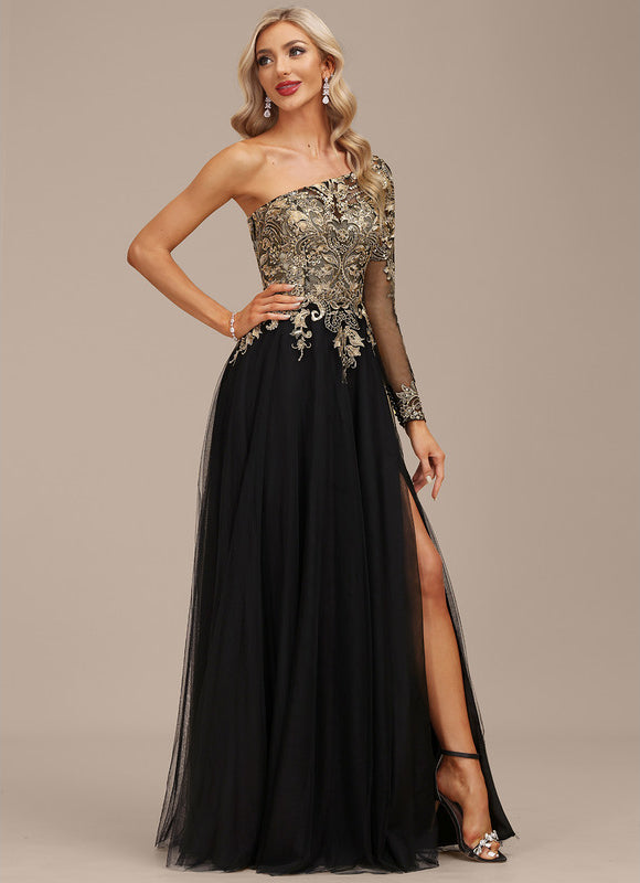 Robe Dentelle Tulle Asymétrique - gallery 1