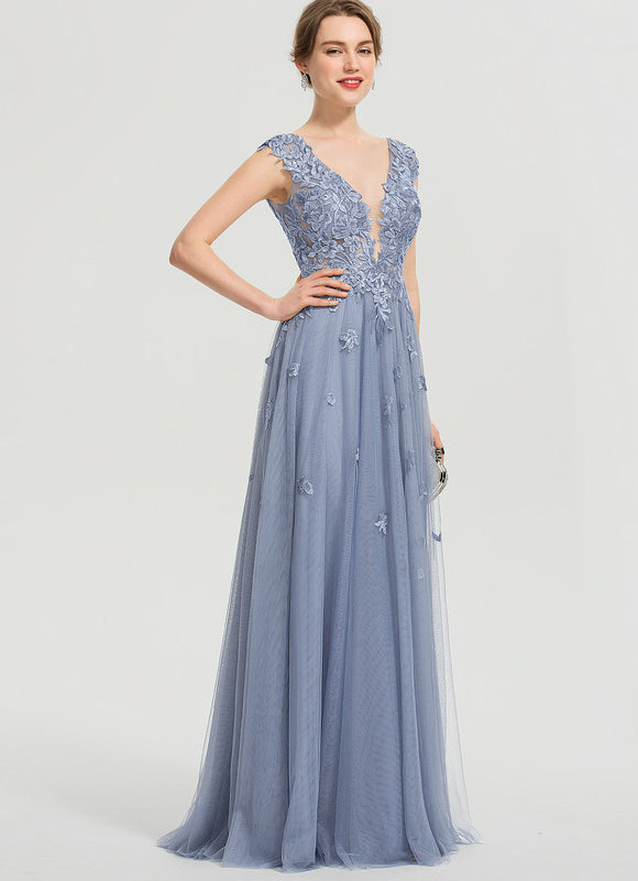 Robe Dentelle Grise Élégante - gallery 3