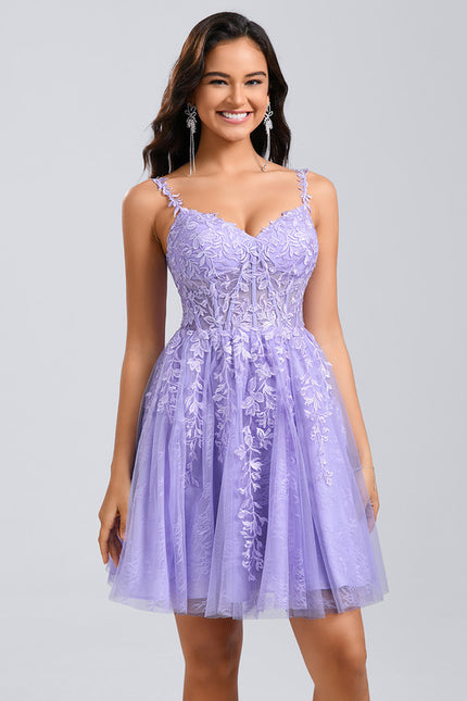 Robe Dentelle Courte Tulle Floral - gallery 1
