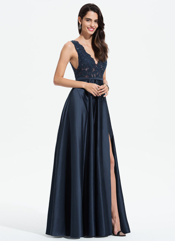 Robe Dentelle Noire Satinée - gallery 2