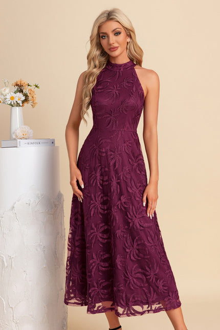 Robe Dentelle Midi Bordeaux Florale - gallery 5
