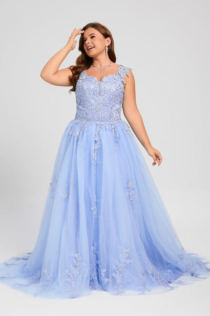 Robe Dentelle Bal Bleu Pastel - gallery 9