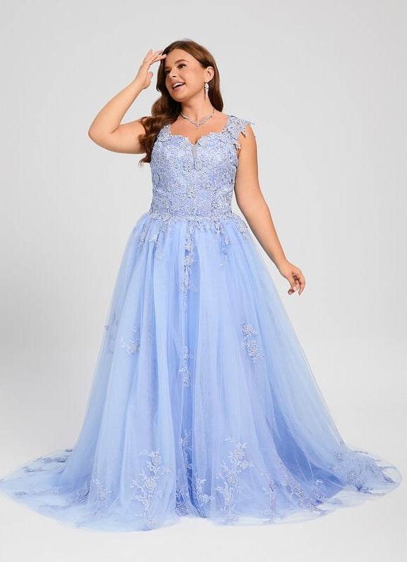 Robe Dentelle Bal Bleu Pastel - gallery 9