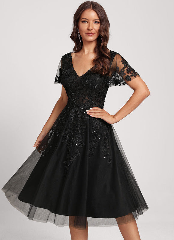Robe Dentelle Éclat Tulle Nocturne - gallery 1