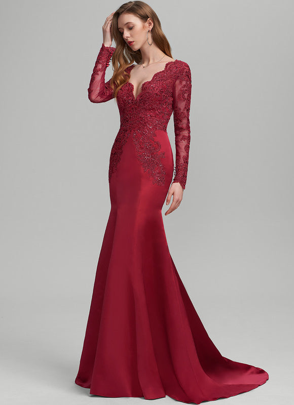 Robe Rouge Dos Nu Dentelle - gallery 1