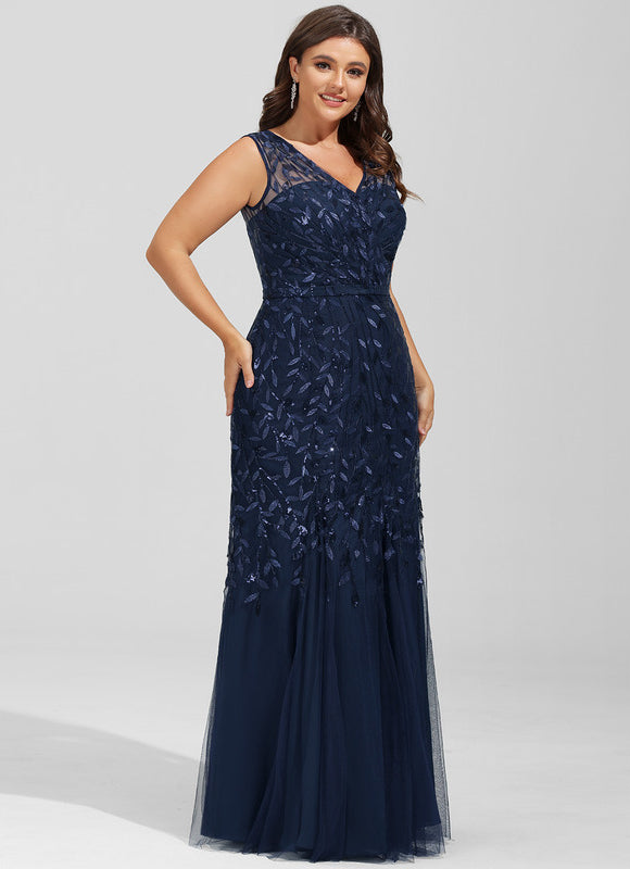 Robe Dentelle Marine Pailletée - gallery 9