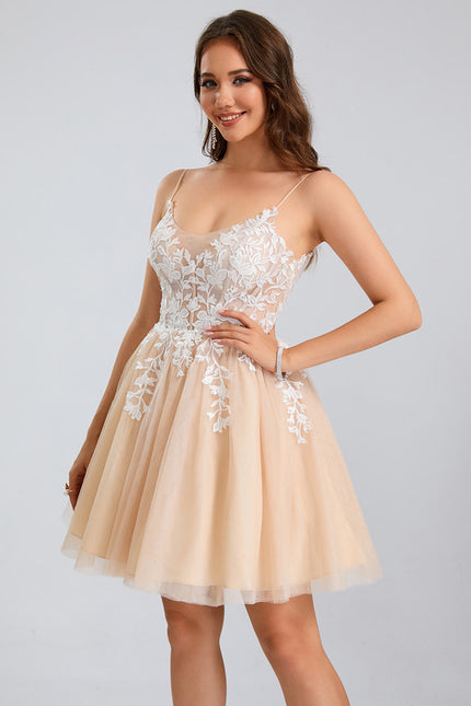 Robe Dentelle Courte Tulle Floral - gallery 3