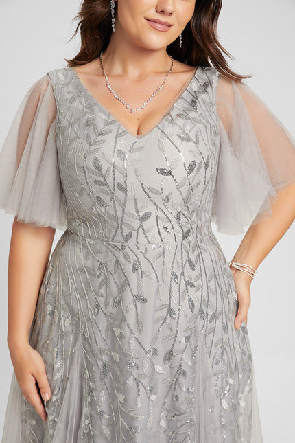 Robe Dentelle Vaporeuse Argentée - gallery 9