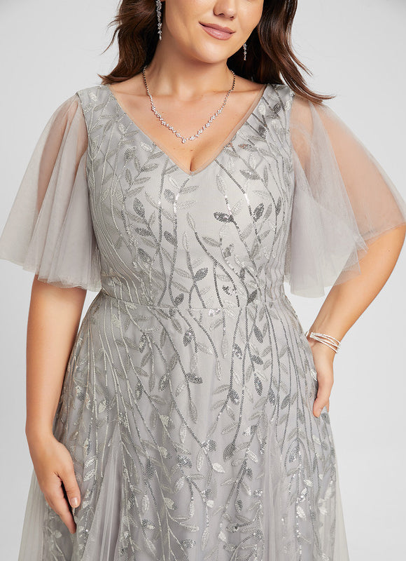Robe Dentelle Vaporeuse Argentée - gallery 9