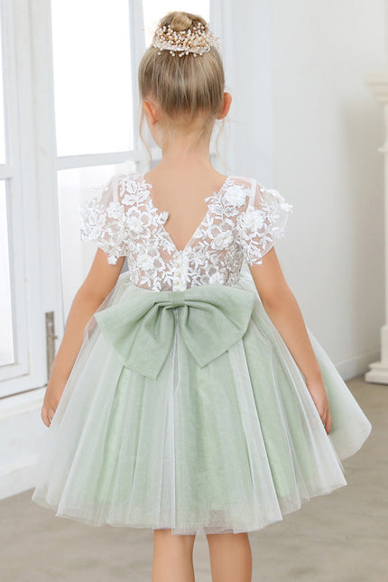 Robe Dentelle Tulle Vert Pâle - gallery 2