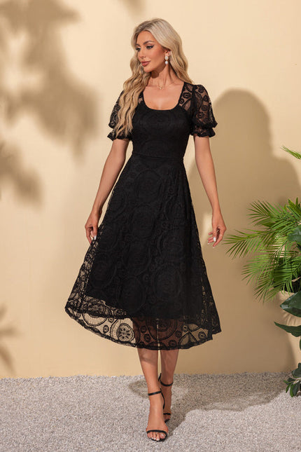 Robe Patineuse Noire Dentelle - gallery 6