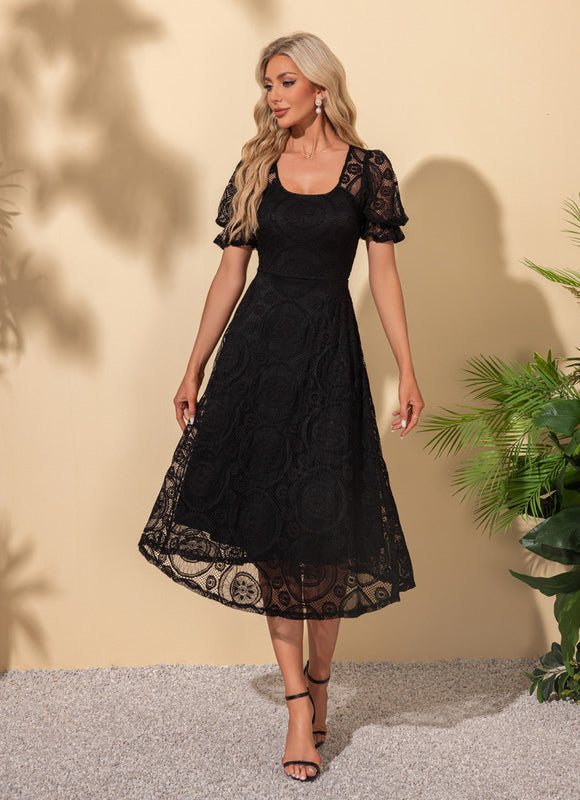 Robe Patineuse Noire Dentelle - gallery 6