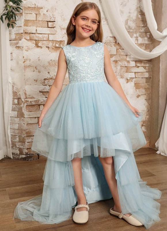 Robe Dentelle Tulle Bleu Ciel - gallery 8