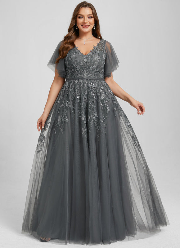 Robe Dentelle Grise Élégante - gallery 9