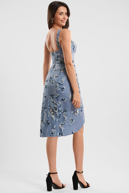Robe Dentelle Bleu Floral Ajustée - gallery 5