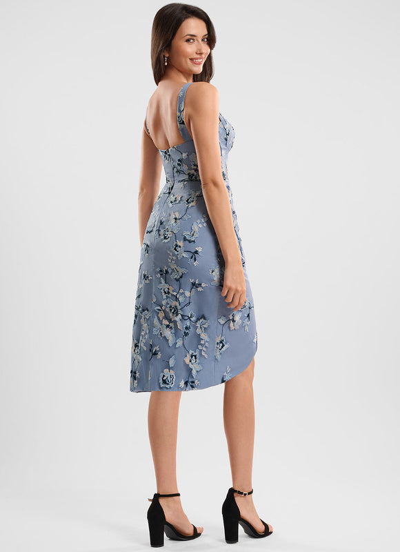 Robe Dentelle Bleu Floral Ajustée - gallery 5
