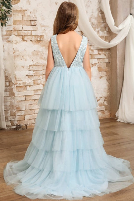 Robe Dentelle Tulle Bleu Ciel - gallery 2